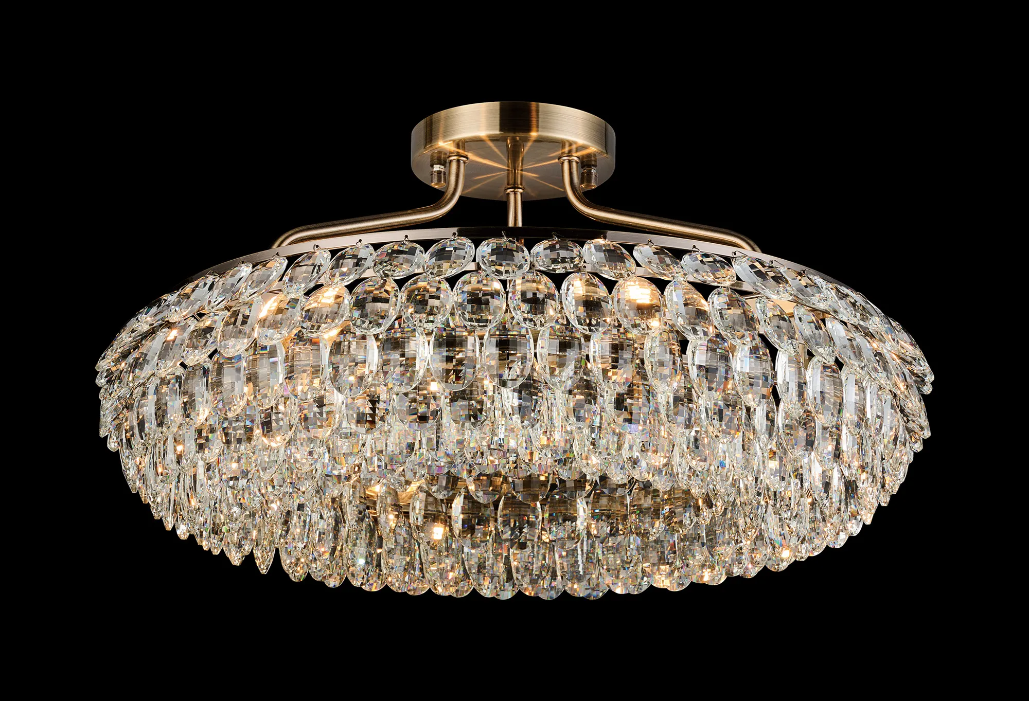 IL32931AB  Coniston 60cm Semi Flush Ring Ceiling 6 Light E14 Antique Brass